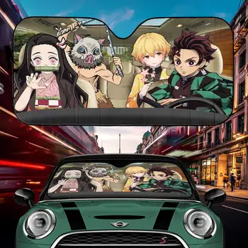 Tanjiro Nezuko Zenitsu Inosuke Démon Vrah Anime Jazdy Auto Auto Slnečníky