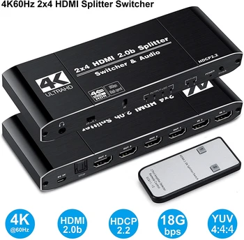 60Hz 4K HDMI Prepínač 2x4 HDR HDMI audio extractor HDMI 2.0 rozbočovač HDMI prepínač Prepínač audio extractor pre PS4 pro apple TV