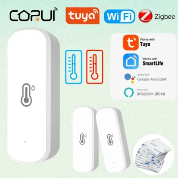 CORUI Tuya ZigBee WiFi Smart Teplota A Vlhkosť, Senzor Peny, Gumy, Podpora Smart Život APP Alexa Domovská stránka Google Asistent