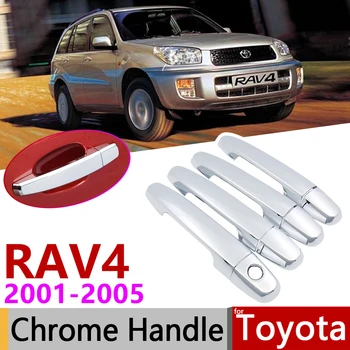 pre Toyota RAV4 XA20 2001~2005 Luxuriou Chrome Exteriérové Dvere, Rukoväť Kryt Auto Príslušenstvo Nálepky Výbava Nastaviť 2002 2003 2004