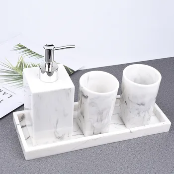 Nordic mramorový vzor kúpeľňa 4pcs/set Živice Hotel Kúpeľňa Umývanie Nastaviť lotion fľaša Vaňa pohár zásobník dodáva Kúpeľňových doplnkov