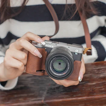SHELV Fotoaparát Prípade Ručné Originálny Kožený Kryt Mirrorless Fotoaparátu Ochranné puzdro brašna pre Sony A7C A7M4 Fotoaparát