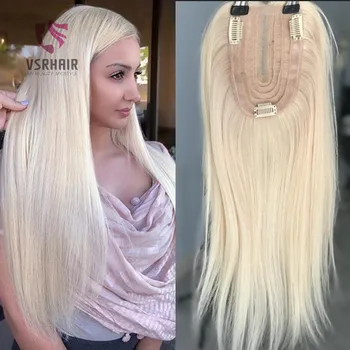 Vsr 9x13 #60 Platinum Blonde Ľudské Vlasy Vňaťou Pre Ženy S Šité Tri Klipy Invisiable Ručne Viazané Vlasy line Vlasy Mulčovače