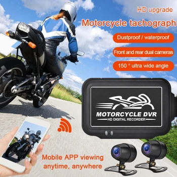 WIFI Motocykel Dashcam DVR Dual 1080P Predné&Zadné Nepremokavé Motocykel Fotoaparát Podpora Prehrávania Video Nahrávky Nahrávač
