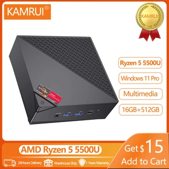 KAMRUI AM06 Pro AMD Ryzen 5 5500U Mini PC Windows 11 Pro Herný Počítač 16GB DDR4 512 gb diskom Nvme SSD Office Desktop VS SER5 5560U