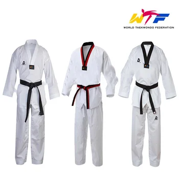 Tradičné Biele Taekwondo WTF Základné Jednotné Deti, Dospelých Taekwondo Vyhovovali Gi Dobok WTF Jednotné Školenia Oblečenie tvaru Uniformy