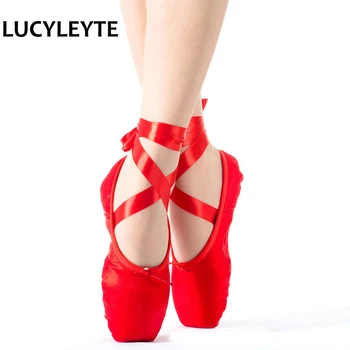 Veľkosť 28-43 LUCYLEYTE vysoko kvalitné dámske Rozšírené balet pointe tanečné topánky s pásky, topánky žena zapatos de baile tenisky