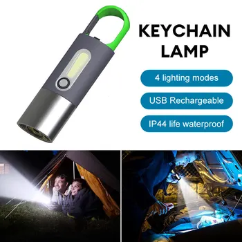Mini Keychain Baterka Rechargable COB LED Baterkou Prenosné Stan Svetlo Outdoor Camping Lampa Nepremokavé Núdzové Svietidlo Pracovné Svetlo