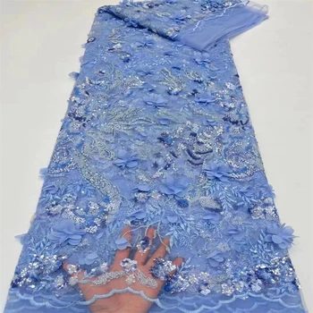 Africké 3D Tylu Čipky Textílie S korálkami 2023 Vysoko Kvalitnej Čipky francúzsky Nigérijský Svadobné Textílie, Čipky Na Šaty, Šitie CD