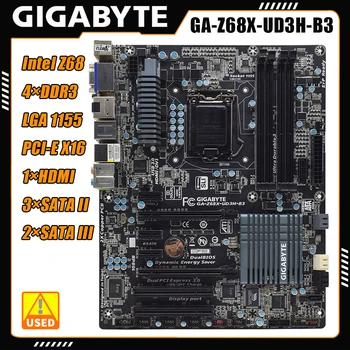 Gigabyte GA-Z68X-UD3H-B3 základná Doska Intel Z68 Chipset LGA 1155 Zásuvka 4×DDR3 DIMM 32GB Podpora Core i7/Core i5/Core i3 Celeron
