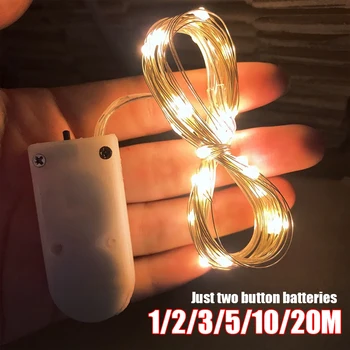 1M 2M 5M10M Batérie, Osvetlenie Led Girlandy Reťazce Garland Víla Svetlo Medený Drôt na Vianoce Spálňa Svadobné Party Dekorácie