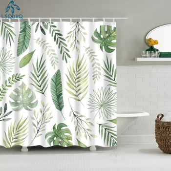 Tropická Zelená Rastlina Leaf Palm Kaktus Sprchové Závesy Kúpeľňa Opony Frabic Nepremokavé Polyesterové Kúpeľňa Záves s Háčikmi