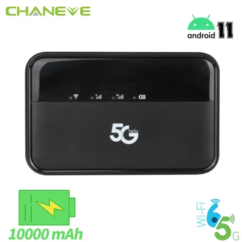 CHANEVE 5G Router Odomknutý Mifi Modem Mobile Cestovné WiFi Hotspot Zariadenie S Slot Karty SIM 10000mAh Bezdrôtový WIFI6 Ax1200Mbps