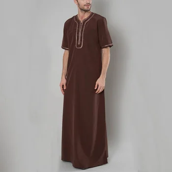 Moslimské Župan Mužov Islam Voľné Oblečenie, Krátky Rukáv Abaya Homme Musulmane Módne Saudská Arábia Dubaj Pakistan Kaftan Jubba Thobe