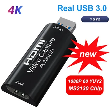1080P 60fps PS4 Fotoaparát Nahrávanie Box Mini 4K Video Capture Karty, kompatibilný s HDMI USB 3.0 PC Live Streaming Grabber Hra Nahrávač