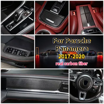 Pre Porsche Panamera 2017-20 Reálne uhlíkových vlákien Auto Strednej Kontrolu prístrojového Panela Volantu, trim Nálepky, Auto Príslušenstvo