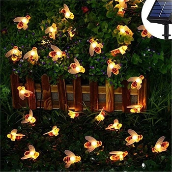 Roztomilý Honey Bee Solárne LED Reťazec Svetlá Ideálny pre Vonkajšie Záhrady, Terasy a Ploty Vianočné Girlandy s 20/50LEDs