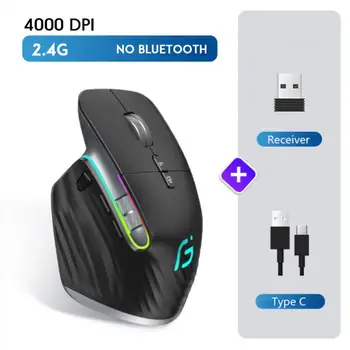 2.4 G+Bezdrôtová Myš, Dobíjacia Stlmiť Office Hra Business 2.4 G Bezdrôtová Ergonomická Myš 4000DPI Pre PC, Notebook