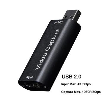 4K 1080P Video Capture Karty USB2.0 kompatibilný s HDMI Grabber, Záznamník Pre PS4 Hry DVD Videokamera, Fotoaparát Nahrávanie Live Streaming