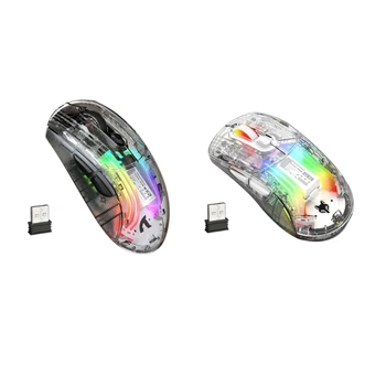 Káblové Bezdrôtové Myši Hráč RGB Svetlo Nastaviteľné Transparentné Hry Myš