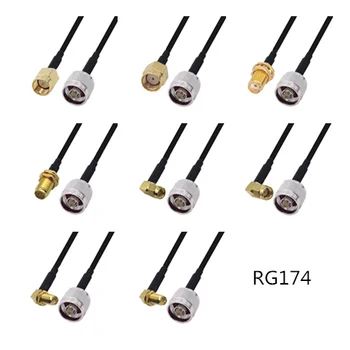 Kábel RG174 N Samec konektor na RP SMA Samec/Samica Konektor RG-174 ANTÉNNY Koaxiálny Jumper Pigtail Kábel 0.1-10m