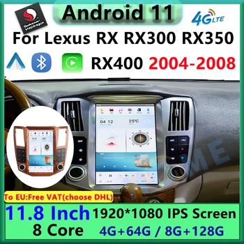 11.8 Palec Obrazovka, Vertikálne Qualcomm Android 11 Car Multimedia Player CarPlay Autoradio Pre Lexus RX RX300 GPS Navigation2004-2008