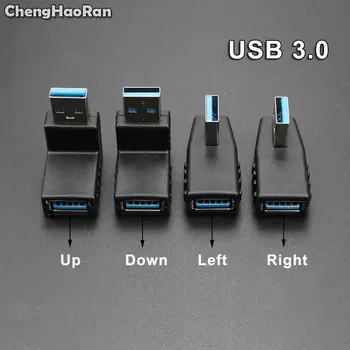 ChengHaoRan 90 Stupňov Vľavo, Vpravo Tvarovaný USB 3.0 mužmi Adaptér Konektor Pre Notebook PC