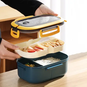 Prenosné vzduchotesné lunchbox Eco-friendly dvojlôžková priestoru Bento box na uskladnenie potravín kontajner vhodný pre dospelých a deti