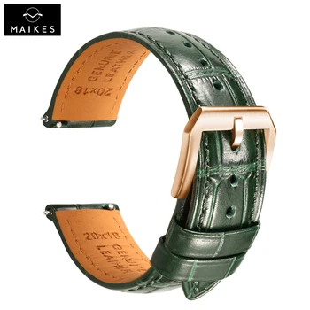 MAIKES Luxusné Krava Kožené Hodinky Remienok Rýchle Uvoľnenie Pre Rolex Omega IWC Watchbands Zelená 19 mm 20 mm 21 mm 22 mm Mužov hodinkám