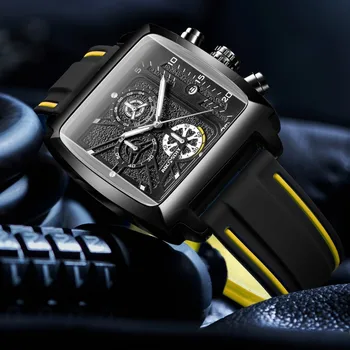 Nové módne pánske hodinky jednoduché veľké dial športové vodotesné hodinky business voľný čas multi-funkčná svetelná silikónové hodiny