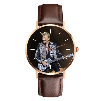 Nové ružové Zlato Johnny Hallyday Sledovať Bežné Módne dámske náramkové hodinky Quartz