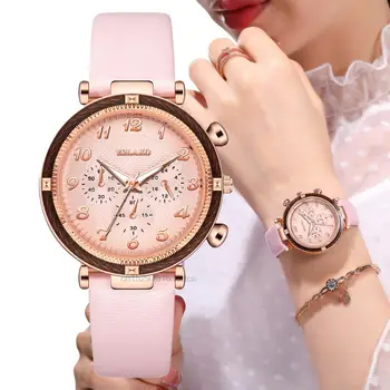 Luxusné dámske Módne Skvelého Číslo Hodinky Elegantné Dámske náramkové hodinky Dizajn kožené Ženské Šaty málo Hodinky Pre Ženy