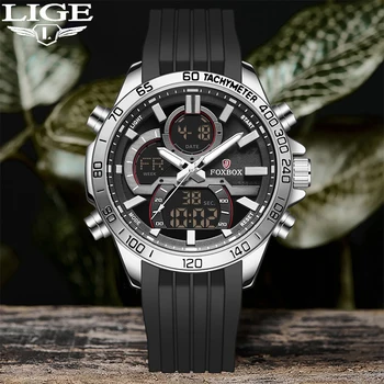 Luxusné Značky LIGE Digitálne Športové Hodinky Pre Mužov Silikónové Popruh Nepremokavé Chronograf Hodiny Módne Svetelný náramkové hodinky Quartz