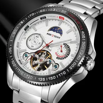 Top módne mechanické pánske hodinky AOCASDIY značky nepremokavé svetelnej fázy mesiaca náramkové hodinky luxusné vydlabaných hodinky pre mužov