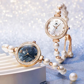 Nové OLEVS Luxusné Módne dámske Hodinky Vysokej Kvality Perlový Náramok Bežné Nepremokavé Dámske Hodinky Quartz reloj para mujer